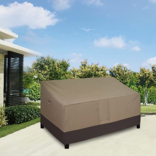 Easy-Going Waterproof Outdoor Couch Cover, Heavy Duty 3-Seater Patio Sofa Cover, Winchdproof Outdoor Furniture Cover With Air Vent （88Wx32.5Dx33H Inch,Camel/Dark Brown #TOP1