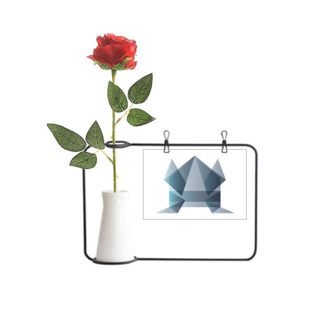 Vase origami suspendu et rose artificielle grenouille géométrique décorative