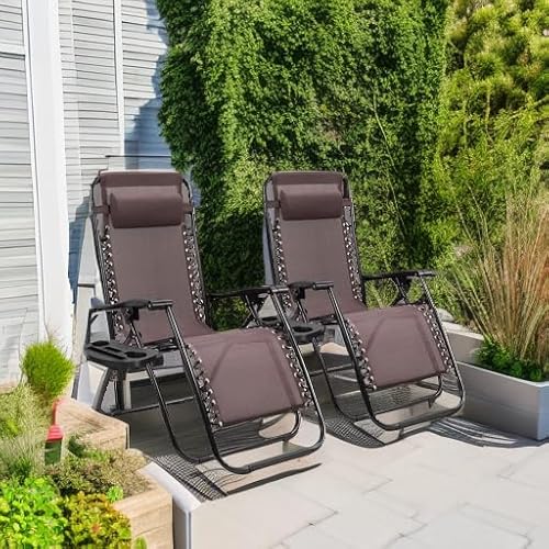 image for Homall Zero Gravity Patio Folding Lawn Chairs Outdoor Gravity Camp Rec