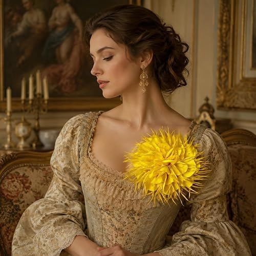 Yellow Flower Brooch, Flower Pins for Clothes Feather Lapel Pin