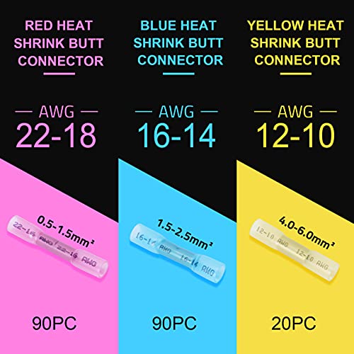 Deshan 200Pcs Heat Shrink Butt Connectors With Crimping Tool For Heat Shrink Connectors, Insulated Waterproof Electrical Terminals Splice Connectors (200Pcs) #TOP1