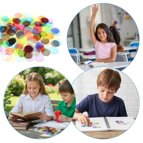 200 Stück Transparente Bingo Chips Plastik Bingo Chips Zähl-Chips Farbzähler Zähler Bingo-Chips Plastikmarkierer für Bingo Spielkarten Mathe üben Anzahl Spielchips Homeschool Supplies Math Counters
