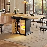 table salle a manger merisier et verre Table à manger extensible 4 à 6 personnes : Grâce à un système télescopique latéral et une cloison centrale amovible, cette table passe facilement de 110 cm à 140 cm de longueur. Idéale pour les repas en famille ou entre amis, même dans les petits espaces.