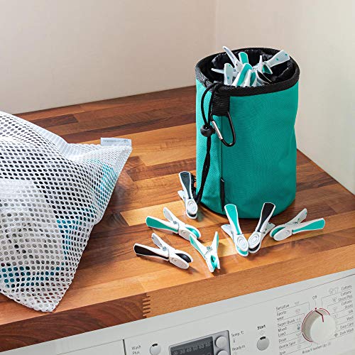 Hangerworld Set Premium Turquoise Peg Bag & Plastic Soft Grip Clothes Pegs Hanging Pegs Basket (48 Pegs, Turquoise) - Image 8