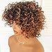 Charming cascade Short Kinky Curly Wig with Bangs, Ombre Brown Loose Curly Bob Wig, 6 Inch Synthetic Heat Resistant Bouncy Curls, Full Wig for African American