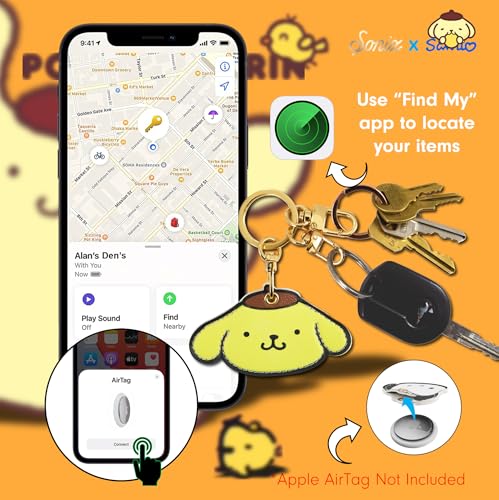 Image of Sonix x Sanrio Character Keychain Case Compatible with Apple AirTag | Protective AirTag Cover Keychain | Pompompurin
