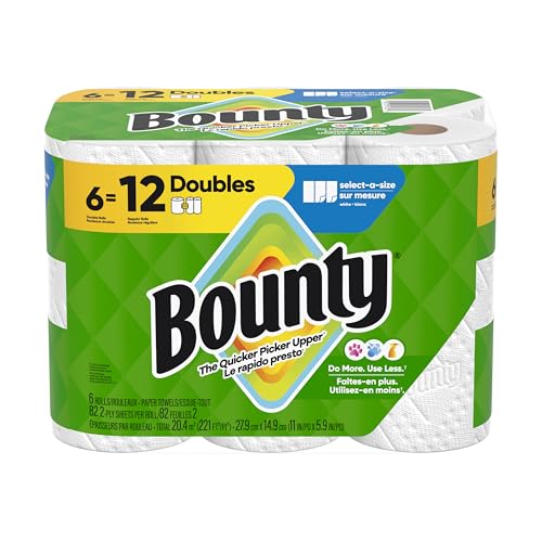 Bounty Paper Towels Select-A-Size White, 6 Double Rolls, 82 Sheets Per Roll