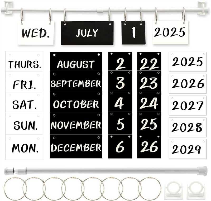 Kreide Kalender Pinnwand Set – Buntstift-Design, 56 Datumskarten, Verstellbarer Halter Für Klassen- Oder Home-Office