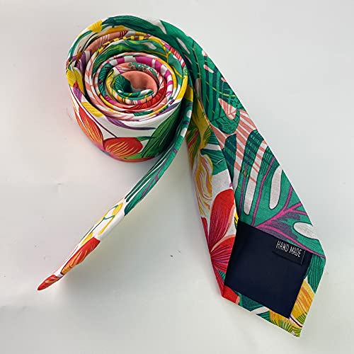 Image of Mantieqingway Floral Ties for Men Skinny Cotton Tie Flower Necktie