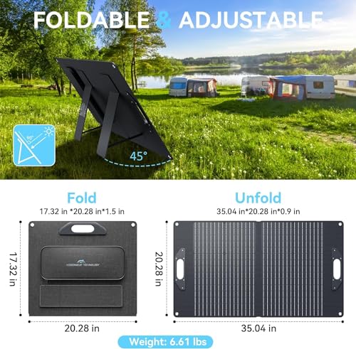 Ecosonique 60W/72W/100W/120W Portable Solar Panel with Adjustable Kickstands,18V MC4/12V DC/QC 3.0 USB-A USB-C(PD 45W) Foldable Solar Panel Charger with Detachable Power Hub Solar Panels for Camping - Image 3