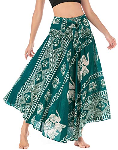 Women's Flowing Bohemian Dress High Waist A-Line Long Skirt Original Two Layer Printed Wrap Around Skirts - Main Image