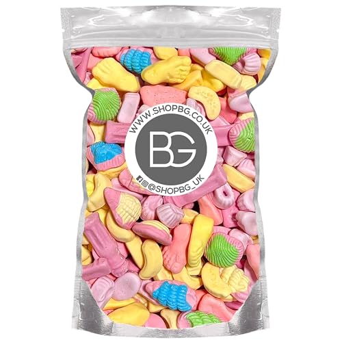 BG Quality Pick & Mix Sweets - Soft Foam Jelly Gummy Mix Shrimps Bananas Shells Milkshakes Feet Sweeties 500g Pouch