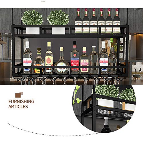 Casier à vin suspendu en métal avec support bouteilles réglable en fer - 7