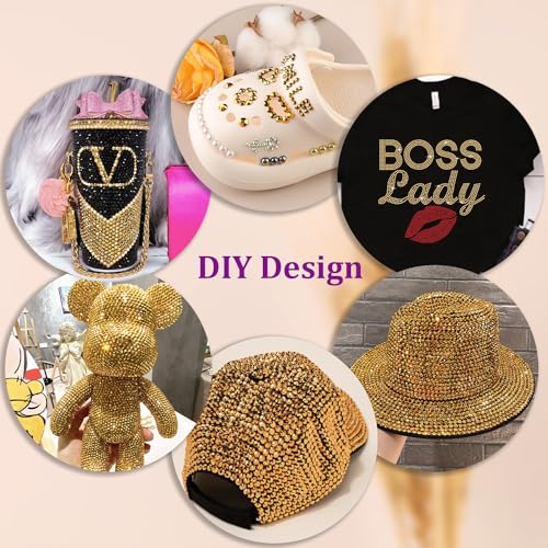 Image of Resin Jelly Rhinestones for Crafting with B7000 Jewelry Glue, 1 Box Gold Flatback Crystal with 3Pcs 10ml Glue, Bedazzling Non Hotfix Gems for DIY Tumblers Clothing Shoes Manicure