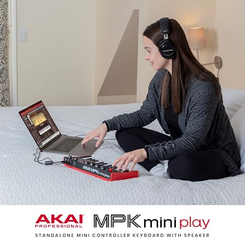 AKAI MPK Mini Play MK3: 25-Key Gen-2 Dynamic Keyboard Controller with 8 MPC Drum Pads, 4 Assignable Knobs, Joystick, 100+ Internal Sounds, OLED Display, USB Connectivity, Integrated Speaker - Image 14 thumbnail