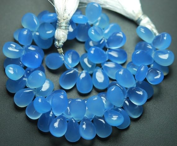 Chalcedony sky blue briolettes poires de prestige pour joaillerie