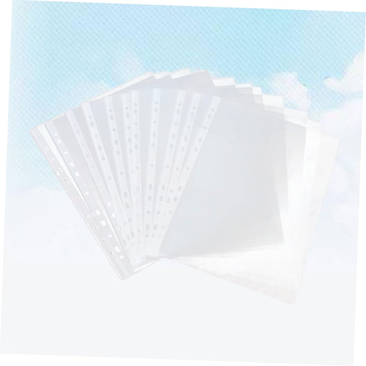 Protectores de Hojas Perforadas A4 100 Unidades Transparentes sin Ácido, Funda para Carpetas de Anillas 11 Orificios, Bolsa Protectora para Documentos Oficina, Escuela y Hogar