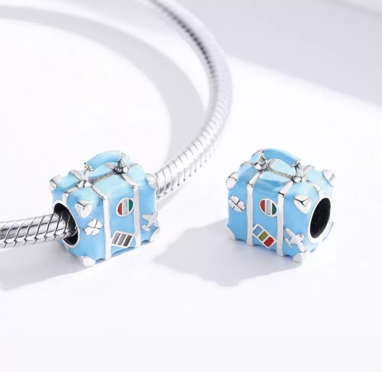 FLXHHX Abalorio para Maleta, Viaje de Vacaciones, Plata de Ley 925 auténtica, Compatible con Pulsera