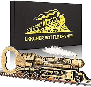 LKKCHER Steam Locomotive Gifts, Locomotive Train Bottle Openers, Birthday Gifts Fathers Gifts for Men Him Dad Women Boyfriend, Dark Silver Train Gifts Beer Gifts for Men Steam Train Fans