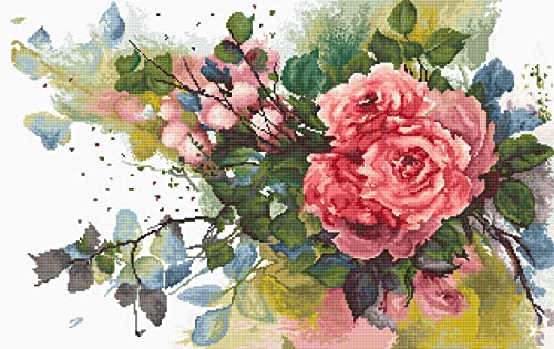 B2383 Red Roses - Cross Stitch Kit Luca-S, multicoloured, 27x17cm