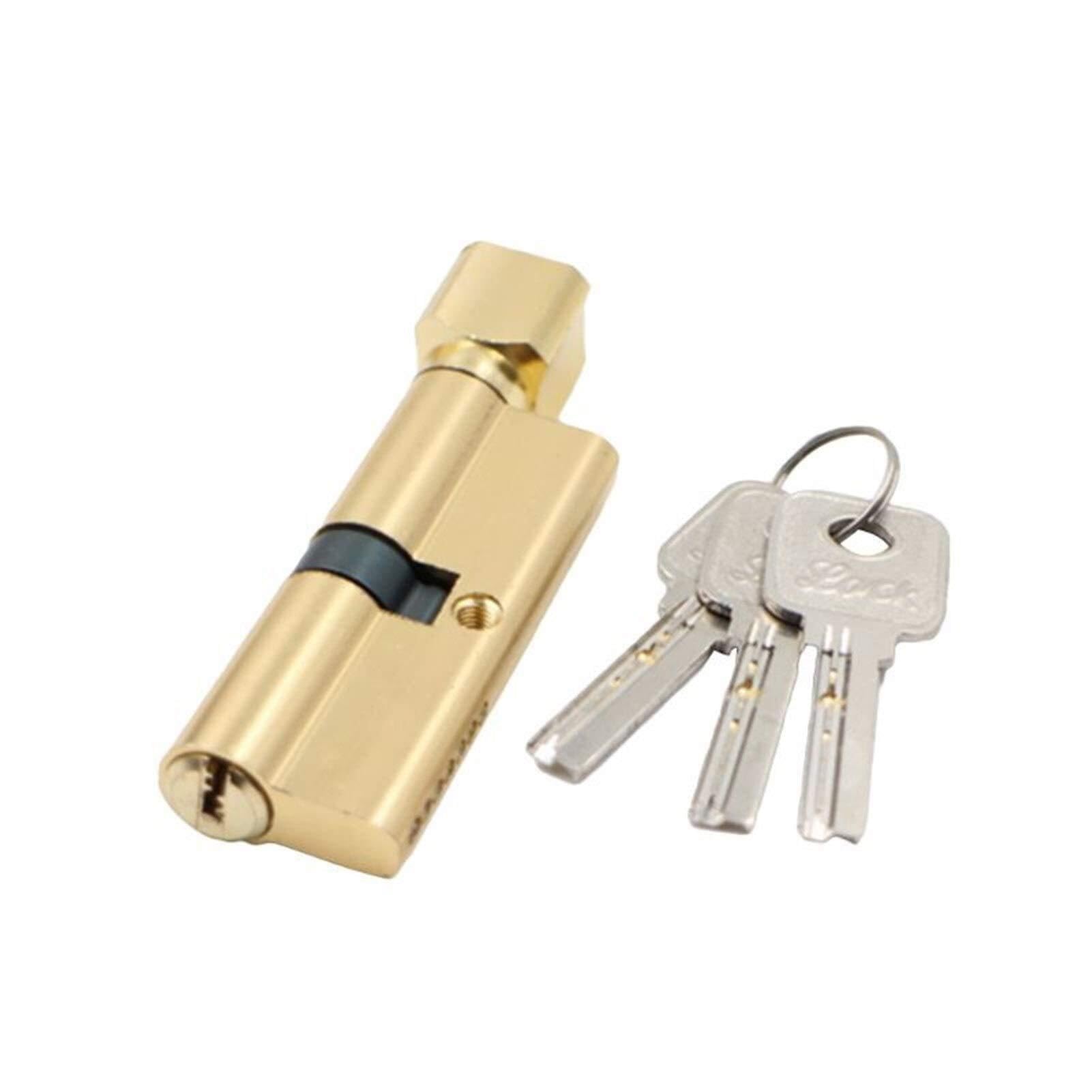 Wangshaowei Gd Barrel Lock Door Barrel Lock 1Set Cylinder Biased 70Mm Anti-Theft Entrance Metal With 3 Keys Home Security Interior Bedroom Supplies(Gd)