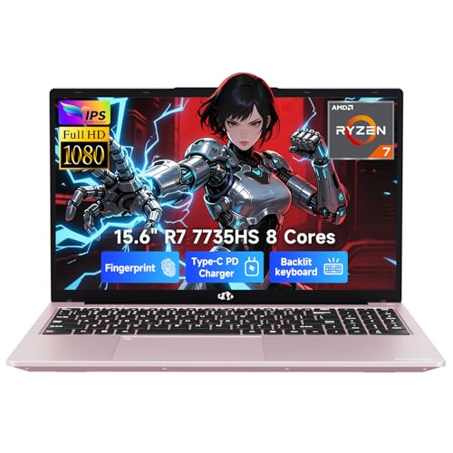 Image of NIMO 15.6 inch IPS FHD-Gaming-Laptop, AMD Ryzen 7 7735HS 16GB DDR5 RAM 512GB SSD (8C /16T, Up to 4.75GHz) Computer Laptop with Radeon 680M Graphics 100W Type-C Backlit Keyboard Fingerprint