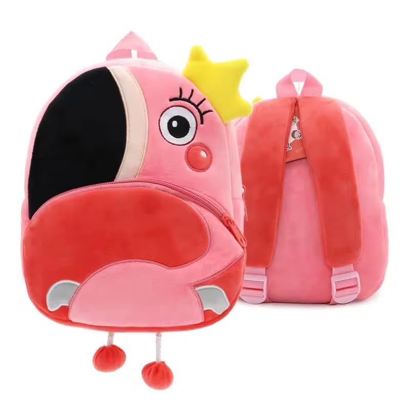 Mochila Infantil animada bichinhos de pelúcia Pequena Bolsa de Passeio para Criança (Flamingo)