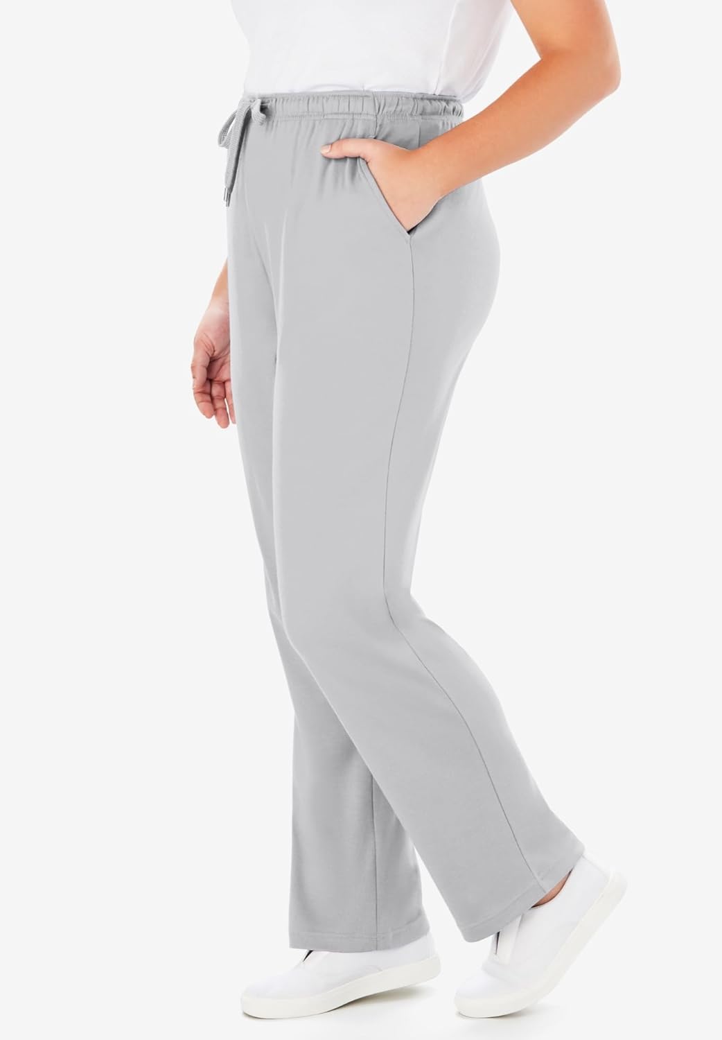Woman Within Plus Size Sport Knit Straight-Leg Pull-On Pants - Image 3