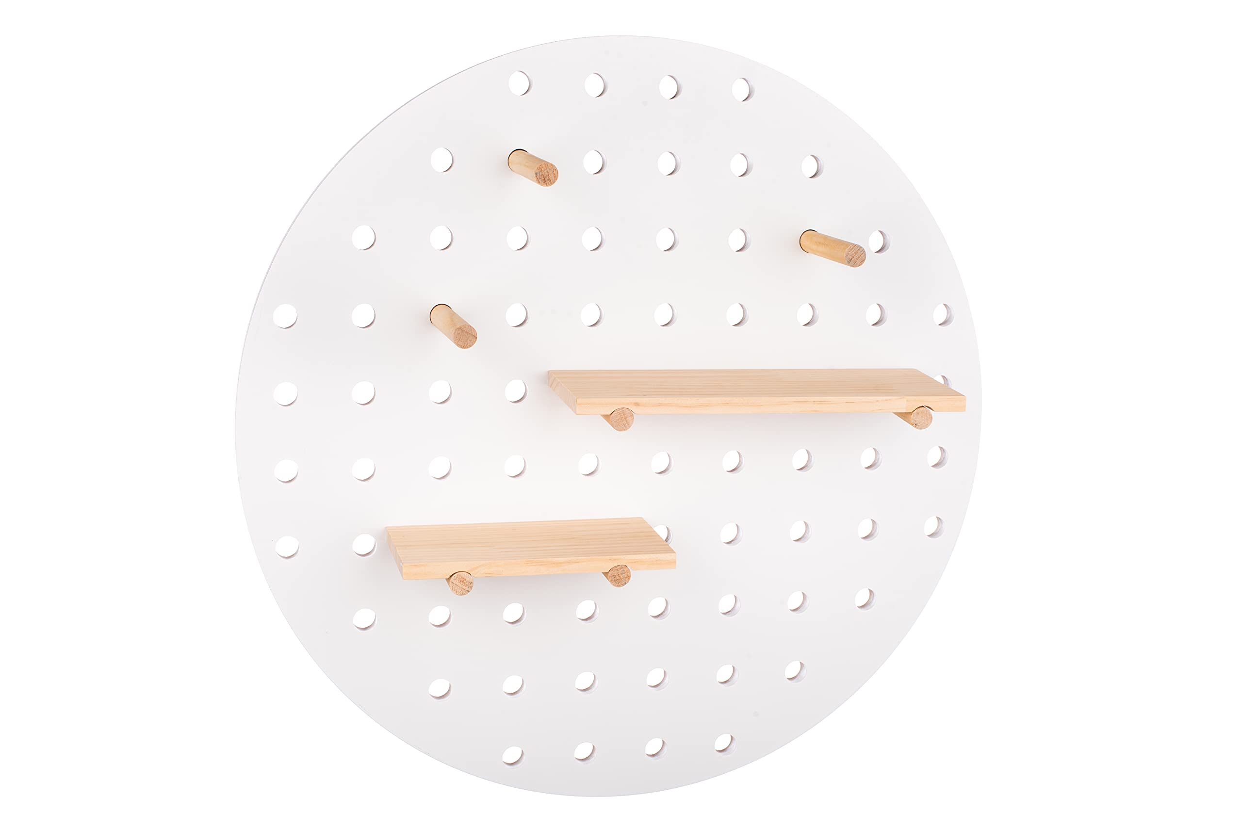 Buy Round Wooden Pegboard Shelf Display (White Matte) Large Round