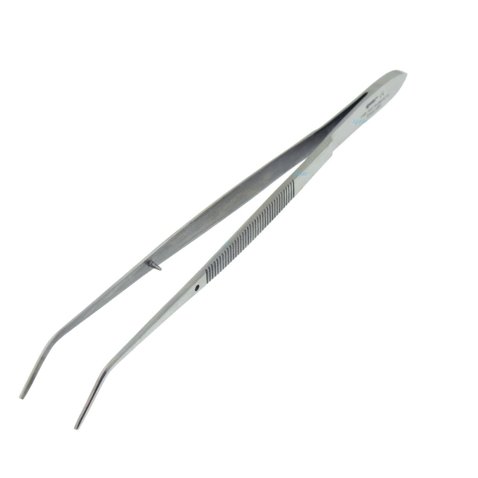 YNR Stainless Steel Tweezers for Crafting, Sewing Tweezer, Universal Cooking Tweezers for Multipurpose Use, Curved Pointed Bent Tip Tweezers Electronics & Jewellery | (1 Piece)