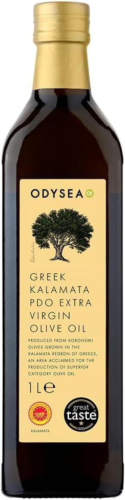 Odysea PDO Kalamata Extra Virgin Olive Oil, Glass Bottle (1 Litre)