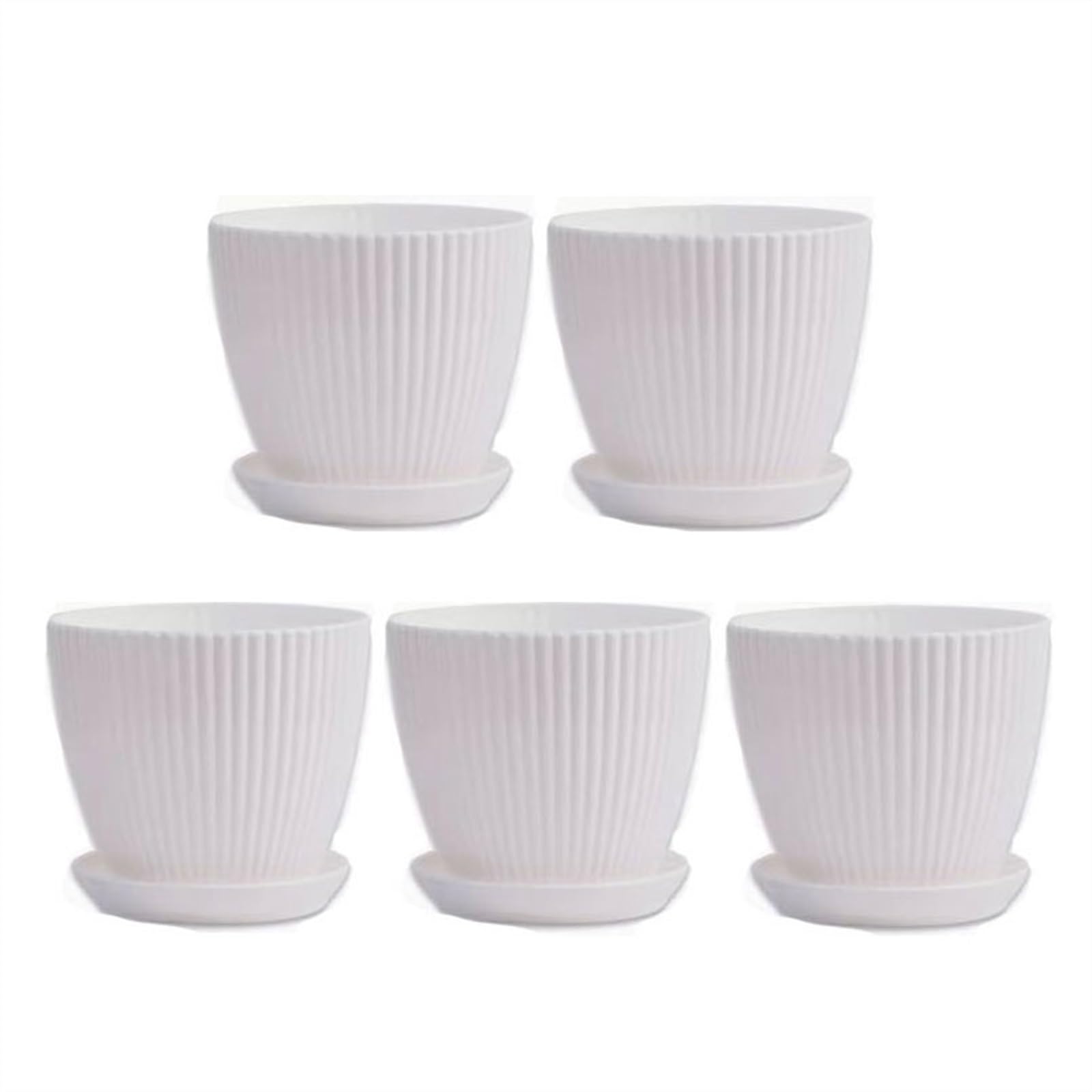 Doniczki Sadzarka na sukulenty Pionowy pasek Mały Plastik z żywicy z tacą Mała doniczka Doniczka nieceramiczna Doniczka ceramiczna (Material : White 5, Size : M)