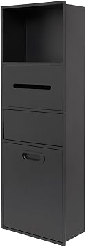 JKODE Premium Stainless Steel Embedded Alcove Trash Can & Toiletry Organizer - 86x30x14CM, Waterproof Bathroom Storage SolutionBlack