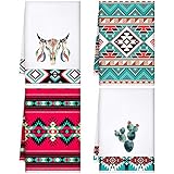 Mixweer Southwest Geschirrtücher-Set mit Aztekenmuster, Geschirrtücher, Westernbar, Handtücher, saugfähig, wiederverwendbar, zum Kochen, Backen, Einweihungsbedarf, 40 x 60 cm, 4 Stück