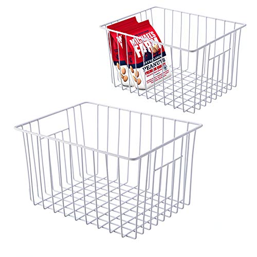 Homics Freezer Wire Baskets Metal Wire Storage Baskets for Chest Freezer Upright Refrigerator Organizer Bins with Handles for Household Kitchen Cabinets Closets Pantry and Bedroom - 2 Pack