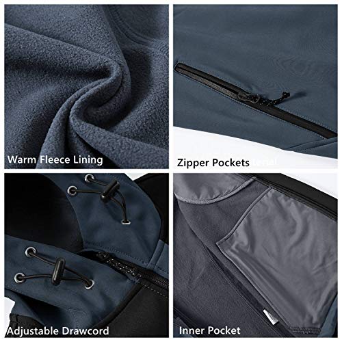 Rdruko Men's Outdoor Full Zip Fleece Jacket Windproof Waterproof Hiking Jacket Hooded(Grey, Us Xl) #TOP5