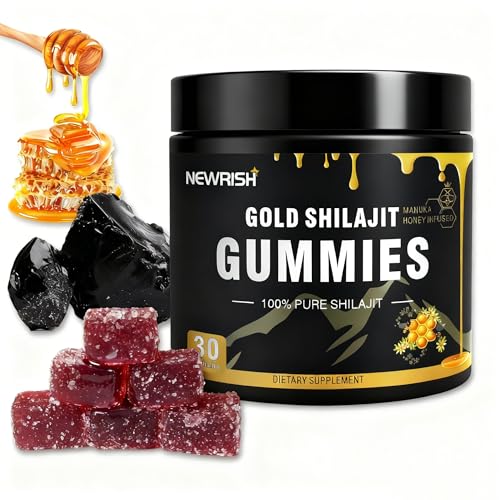 Newrish Shilajit Gummies l Manuka Honey | Himalayan shilajit |No Added Sugar I Ashwagandha Gokshura| Fulvic Acid & 85+ Trace Minerals I for Men Women I Non-GMO I 100% Natural & Organic I 30 Gummy