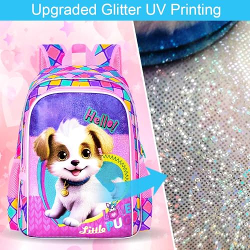 Image of CCJPX 3PCS Kids Backpack for Girls, 16 inchDog School Bookbag Set, Cute Water Resistant Elementary School Bag for Preschool Kindergarten Toddler