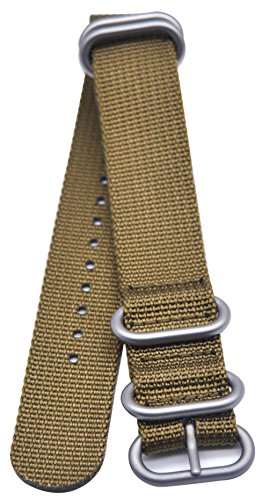 Artstyle Watch Band With 1.5Mm Thickness Quality Nylon Strap And Heavy Duty Brushed Buckle (Khaki, 22Mm) #TOP2