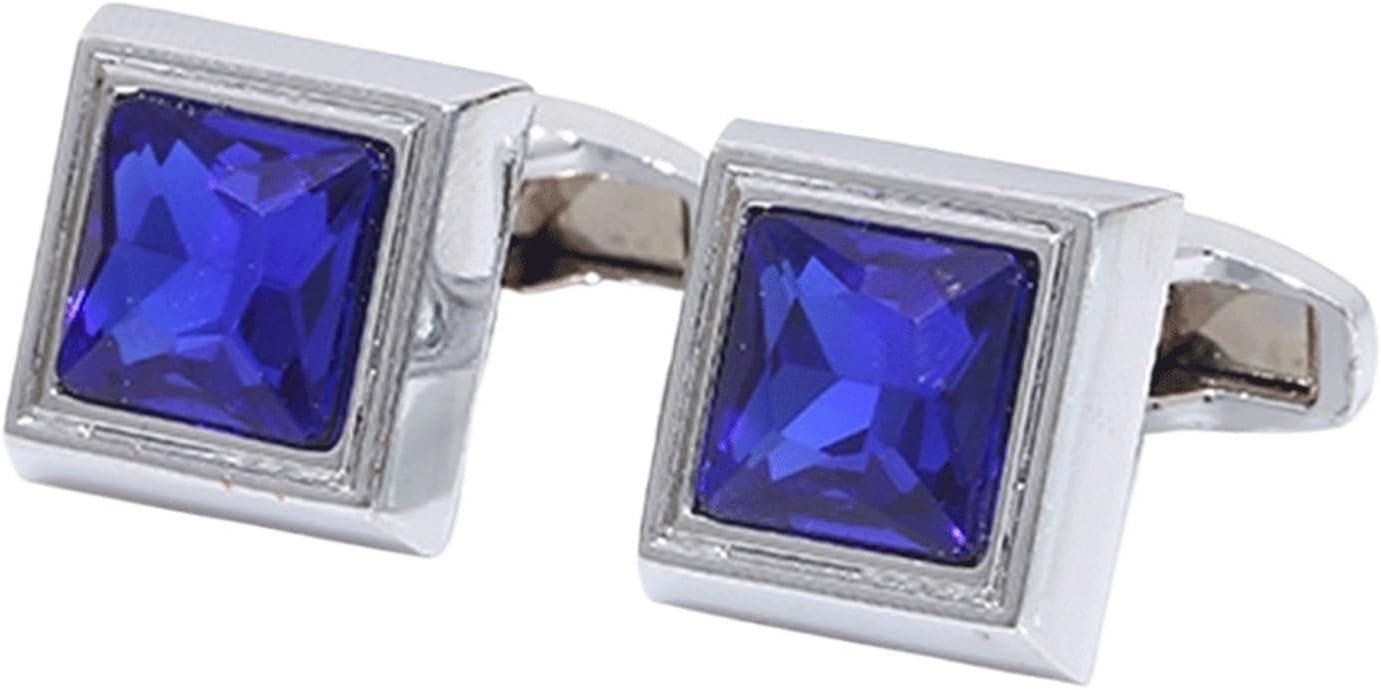 Silver Square Crystal with Diamond Cufflinks French Shirt Cufflinks
