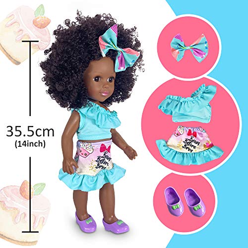 Schwarze Puppen Mode afrikanische Mädchenpuppen Spielen Puppe 14 Zoll für Kinder – Bild 2