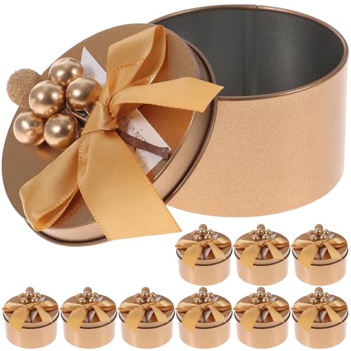 BESTYASH - BESTYASH 10 Stück Geschenkbox aus Weißblech mit Schleife Süßigkeitenbehälter in Gold Hochzeit Geburtstag Verpackung