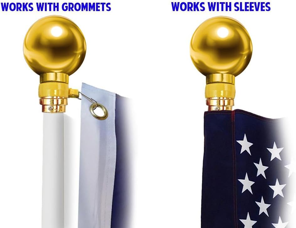 8ft White Aluminum Flag Pole (Ball Top)