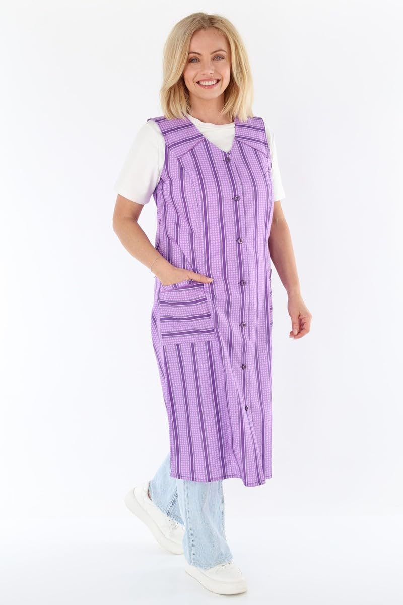 Bata de botones de algodón, multicolor, delantal de cocina, vestido de casa, delantal sin brazos