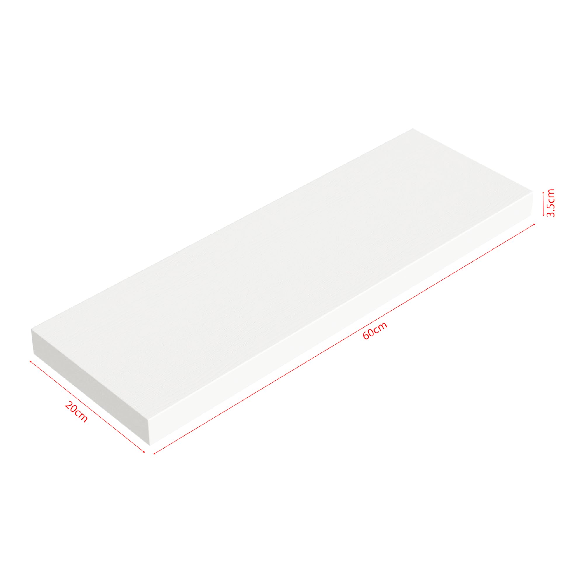[en.casa] Set di 3 Mensole da Muro 60x20x4 cm Consolle Portaoggetti da Parete Mensole Sospese con Fissaggio Nascosto Ideali per Soggiorno Cucina Bagno - Bianco