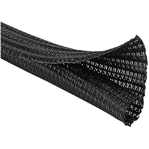 JOTO 26ft - 1/2 inch Cord Protector Wire Loom Tubing Cable Sleeve, Braided Cable Sleeve Split Sleeving Cord Management System for TV Computer Home Theater Office, Protect Pet From Chewing Cords –Black Cover