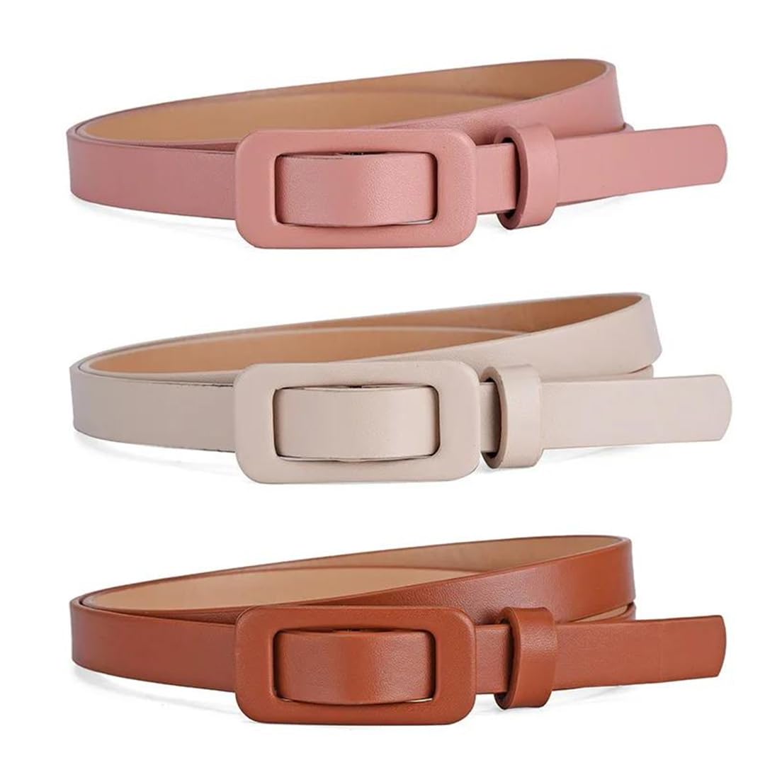 Ceinture en cuir synthétique pour femme - Couleur unie - Ceinture fine avec boucle décorative pour robe et pull