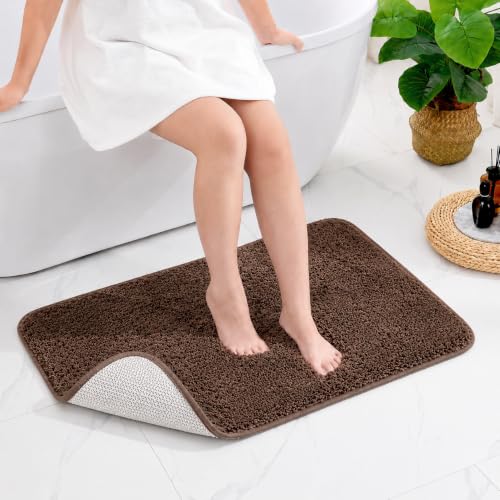 Image of Pack of 1 Quick Dry Water Absorbing Rectangular Micro Floor Mat | Anti-Skid & Non-Slip Cushion Doormat for Home, Kitchen, Office, Washroom - (R Coffee, 40x60 cm)