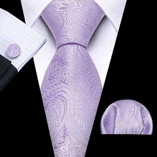 Image of Barry.Wang Men Ties Paisley Woven Silk Necktie Set with Pocket Suqare Cufflinks Formal