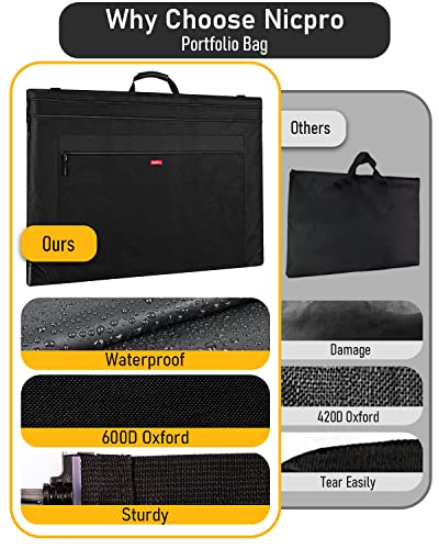 image for Nicpro Light Weight Art Portfolio Bag, 24x36 Black Art Canvas Portfoli
